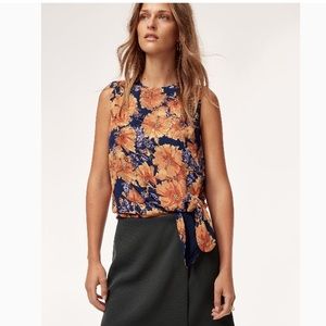 Aritzia Hopkins Blouse Tie-front Floral Top